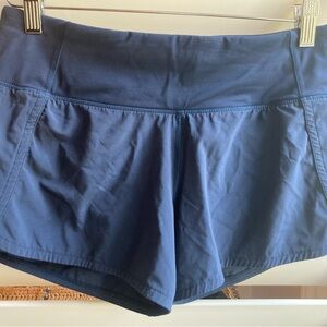 Lululemon Athletica Navy Blue Speed Up Shorts SZ 6 4 inch inseam